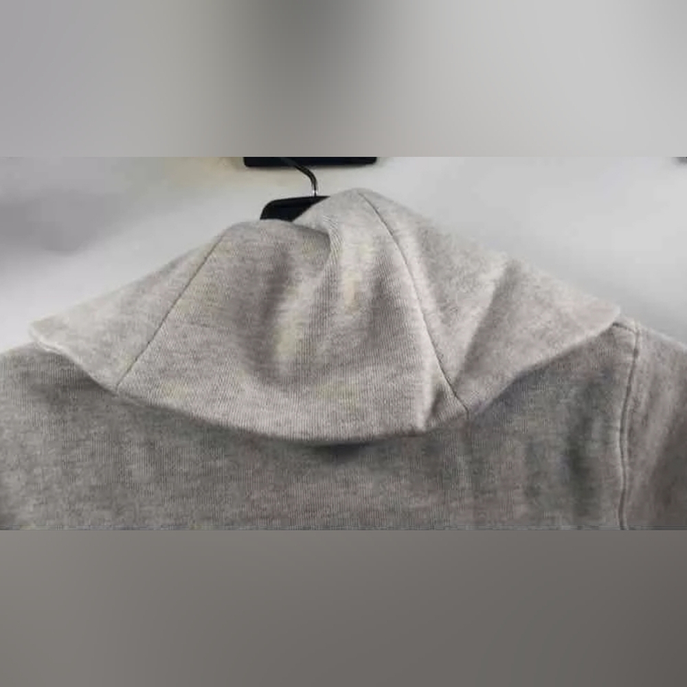 NEW Ralph Lauren Gray Heather Ruffle Rugby Open Front Winter Jacket Cardigan S - Picture 5 of 6